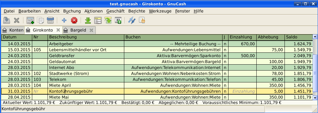 Das Girokonto Kontenblatt