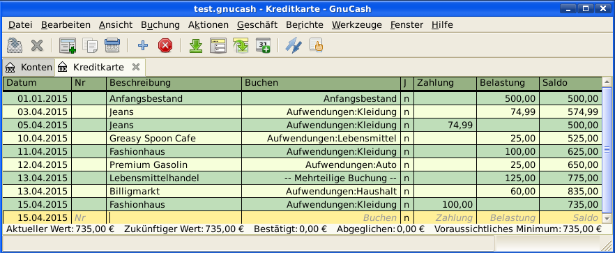 Eintrag der Stornobuchung