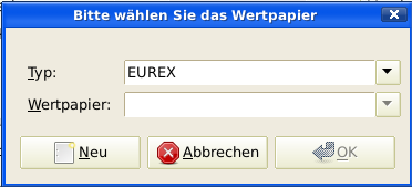 Wertpapierfenster auswählen