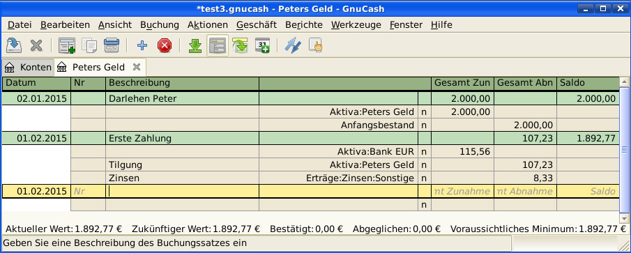 Erste Zahlung