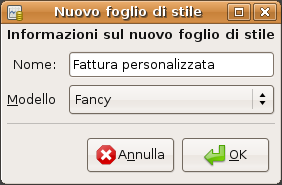 Finestra del nuovo foglio di stile